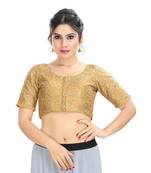 Women's Gold Dupion Silk Readymade Padded Saree Blouse