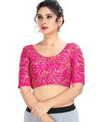 Women's Pink Dupion Silk Readymade Padded Saree Blouse