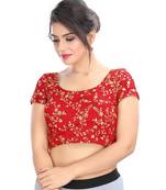 Women's Red Dupion Silk Readymade Padded Saree Blouse