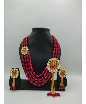 red beaded jewellery necklace sets 1