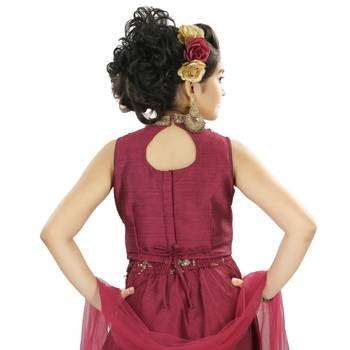 Maroon Silk With Sequence Embroidery And Zarodosi Handwork With Choli 2