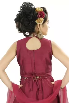 Maroon Silk With Sequence Embroidery And Zarodosi Handwork With Choli