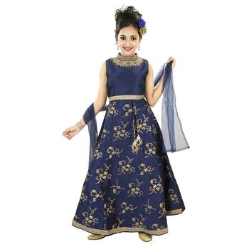Blue Silk With Sequence Embroidery And Zarodosi Handwork With Choli 1