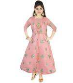 Pink Embroidred Chanderi With Zardosi Handwork In A Jacket Syle Gown