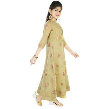Tussar Embroidred Chanderi With Zardosi Handwork In A Jacket Syle Gown 2