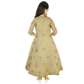 Tussar Embroidred Chanderi With Zardosi Handwork In A Jacket Syle Gown 3