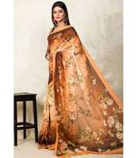 Multicolor Floral Print Linen Saree