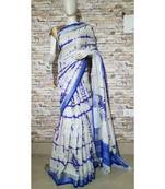 White Floral Print Linen Saree