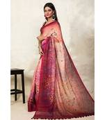 Multicolor Floral Print Linen Saree
