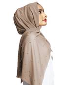 Justkartit Ivory Color Pearl Work Premium Georgette Scarf Hijab Dupatta For Women