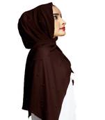 Justkartit Light Violet Color Pearl Work Premium Georgette Scarf Hijab Dupatta For Women