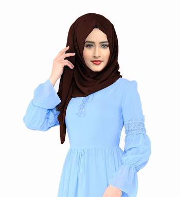 Justkartit Light Violet Color Pearl Work Premium Georgette Scarf Hijab Dupatta For Women 2