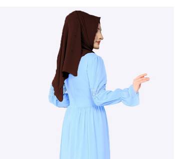 Justkartit Light Violet Color Pearl Work Premium Georgette Scarf Hijab Dupatta For Women 3