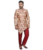 Gold plain pure jute cotton sherwani