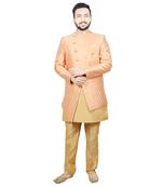 Orange plain brocade kurta-pajama
