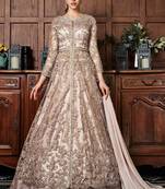 Beige embroidered net salwar