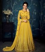 Yellow embroidered georgette salwar