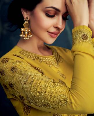 Yellow embroidered georgette salwar 2