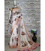 Multicolor Floral Print Linen Saree