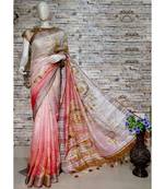 Multicolor Floral Print Linen Saree