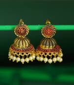 Red pearl jhumkas