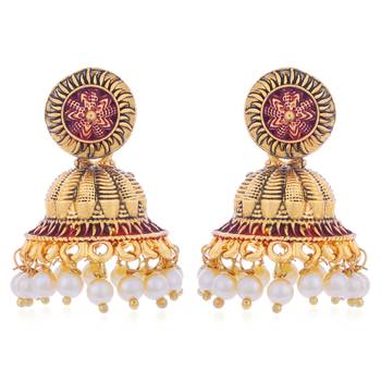 Red pearl jhumkas 3