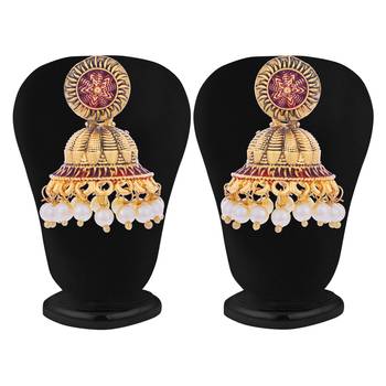 Red pearl jhumkas 4