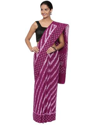CLASSICATE from the house of The Chennai Silks Women's  multicolor Batik Printed Sungudi Cotton Saree 1