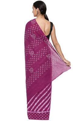 CLASSICATE from the house of The Chennai Silks Women's  multicolor Batik Printed Sungudi Cotton Saree 3