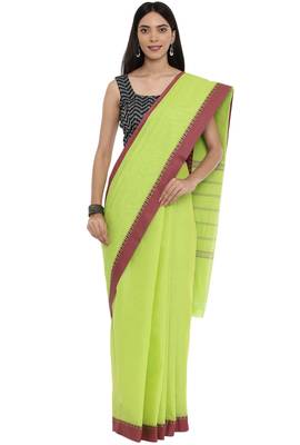 CLASSICATE from the house of The Chennai Silks Women's  green Chettinad Cotton Saree 1
