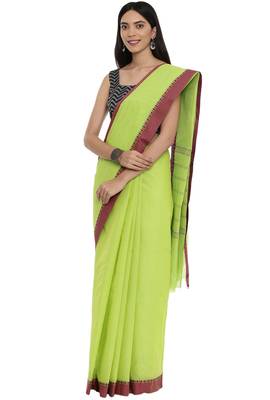 CLASSICATE from the house of The Chennai Silks Women's  green Chettinad Cotton Saree 2