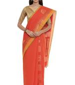 CLASSICATE from the house of The Chennai Silks Women's  orange Coimbatore Cotton Saree