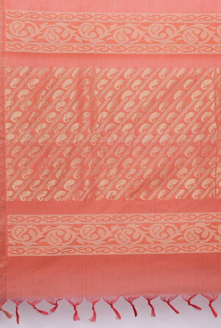 CLASSICATE from the house of The Chennai Silks Women's  orange Coimbatore Cotton Saree