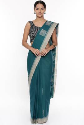 CLASSICATE from the house of The Chennai Silks Women's  blue Madurai Cotton Saree 1