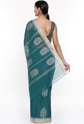 CLASSICATE from the house of The Chennai Silks Women's  blue Madurai Cotton Saree 3