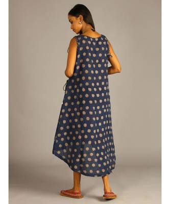 blue linen angrakha wrap in block print 5