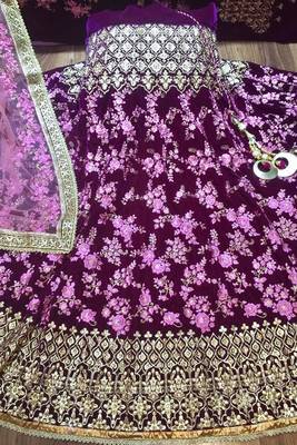 Pure Micro Velvet Wedding Lehenga In Purple With Stone Work 3