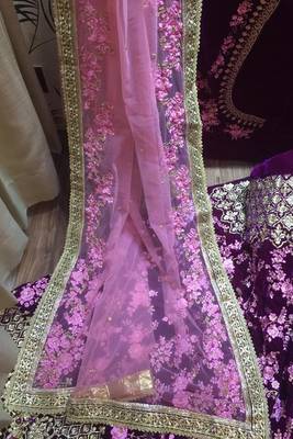 Pure Micro Velvet Wedding Lehenga In Purple With Stone Work 4