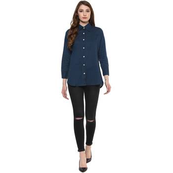 Blue Plain Cotton Tops 1
