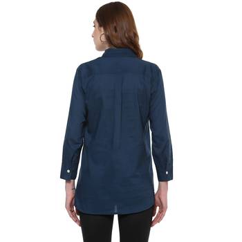 Blue Plain Cotton Tops 3