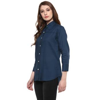 Blue Plain Cotton Tops 4