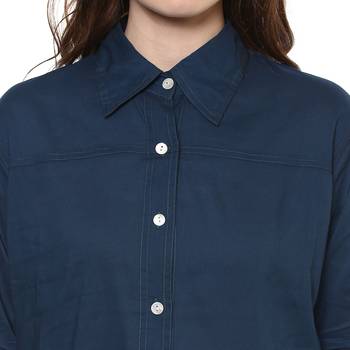 Blue Plain Cotton Tops 5