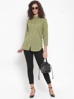 Green Plain Cotton Tops 1