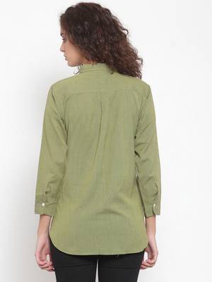 Green Plain Cotton Tops 3
