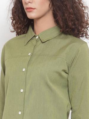 Green Plain Cotton Tops 5