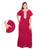Red colour A Line Embroidery Printed Collar Neck Cotton Nighty For Ladies Nightwear Women Night Gown(Free Size)