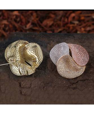 Silver Golden Rose Gold Three In One  High Quality Cubic Zirconia Brooch Cum Pendant 1