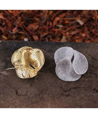 Silver  Cute Stylish  High Quality Cubic Zirconia Brooch Cum Pendant 1