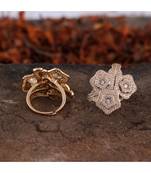 Golden Flower Design Smart Look Beautiful Designer Cubic Zirconia Ring