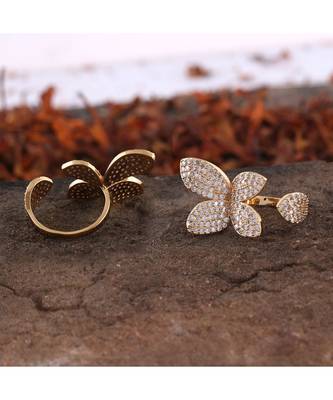 Golden Stylish Smart Look Beautiful Designer Cubic Zirconia Ring 1